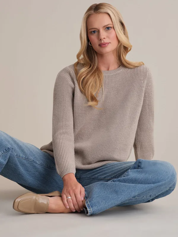 Emma: Wool Crewneck Shaker Stitch Sweater sold by 525 America