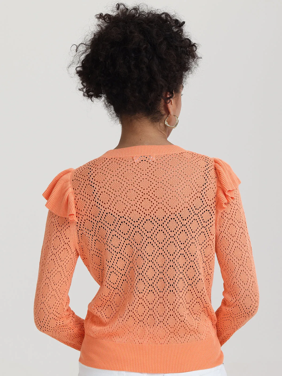 Frances: Ruffle-Trimmed Pointelle Sweater sold by 525 America product image thumbnail 3