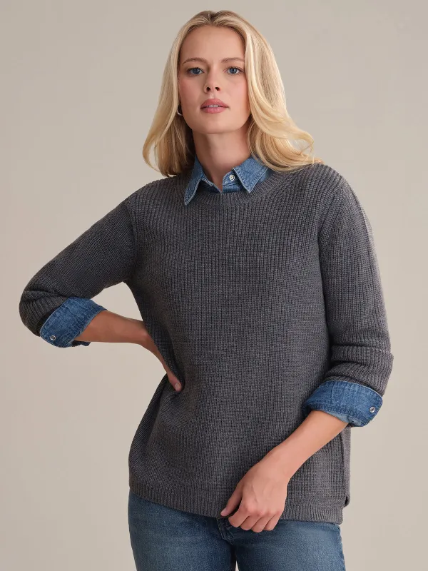 Emma: Wool Crewneck Shaker Stitch Sweater sold by 525 America