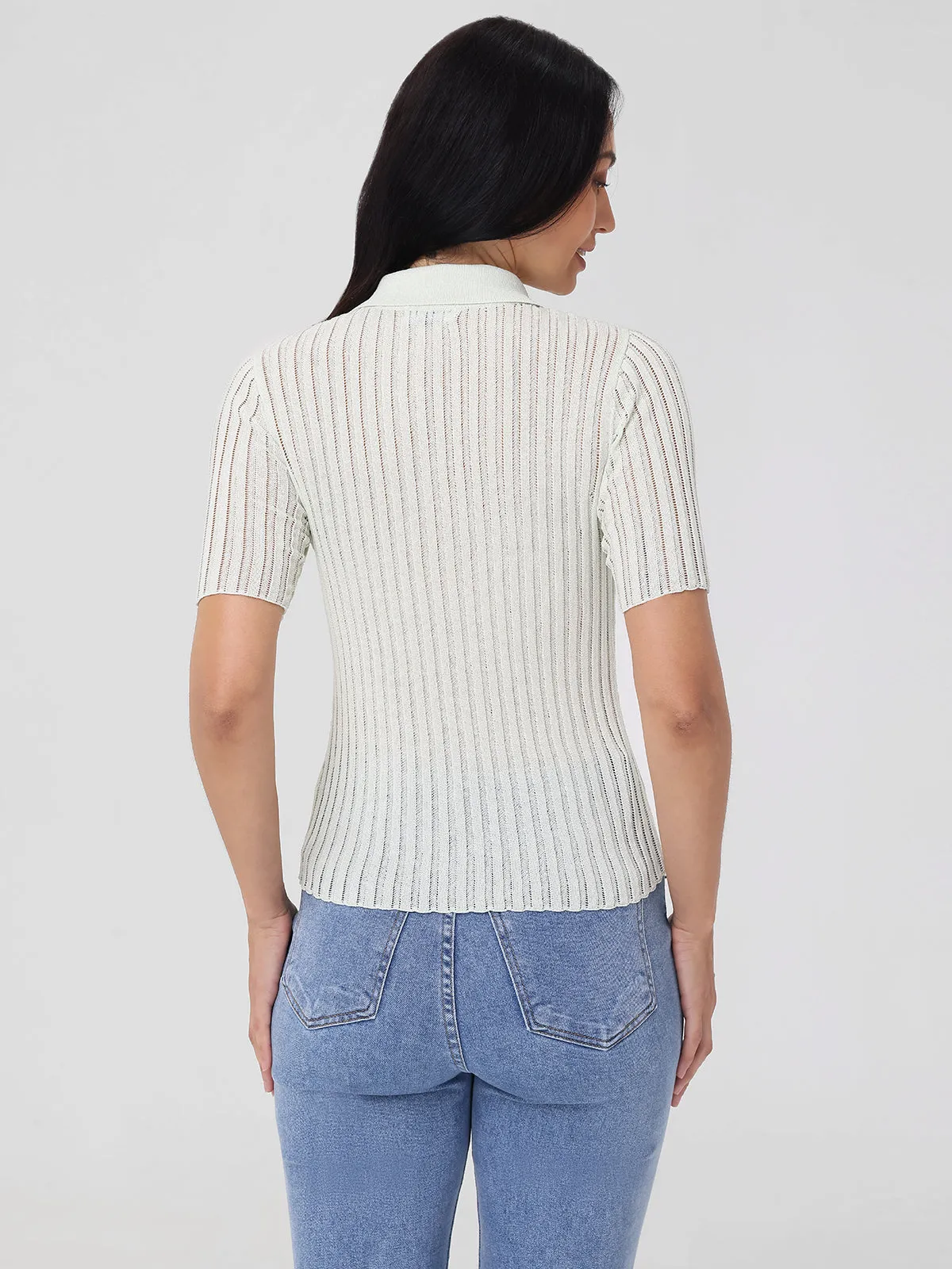 Maya: Johnny Collar Ribbed Top sold by 525 America product image thumbnail 3