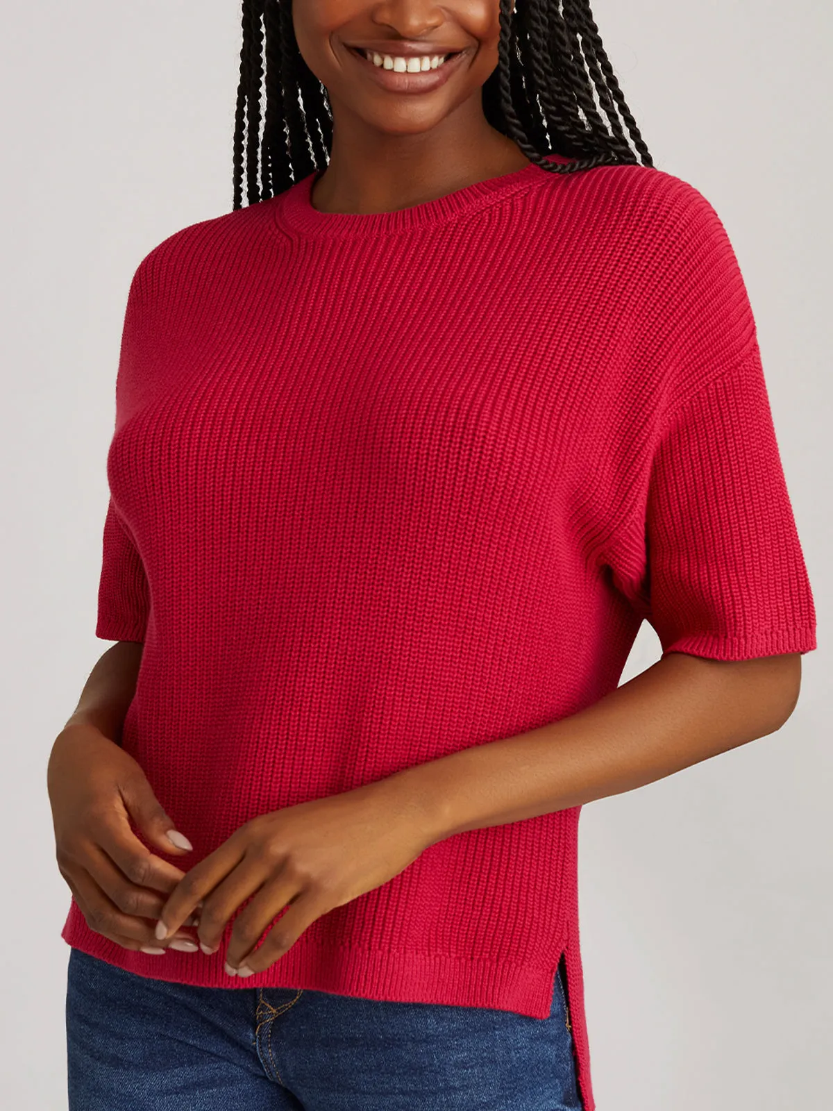 Emma: Crewneck Shaker Stitch Tee sold by 525 America