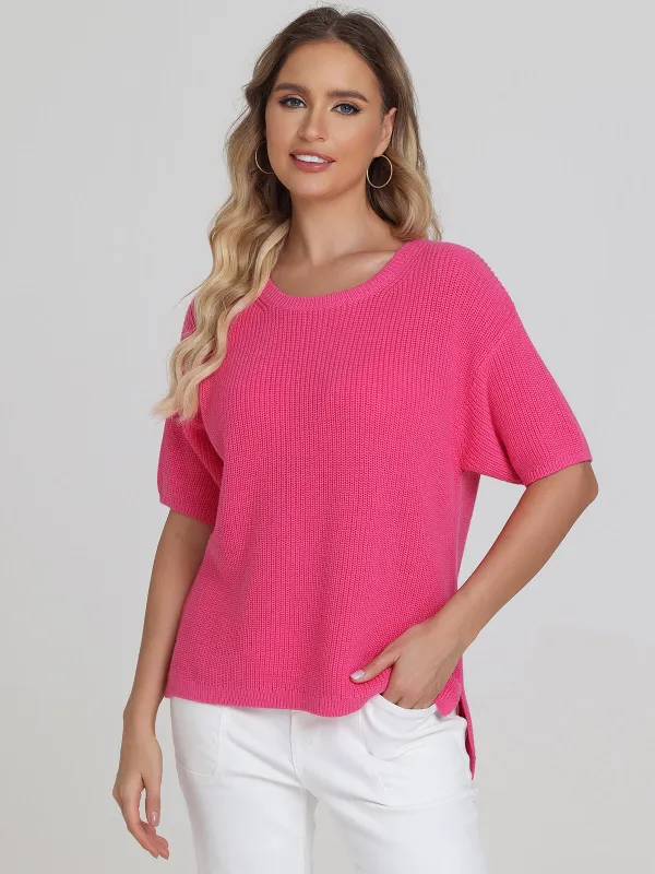 Emma: Crewneck Shaker Stitch Tee sold by 525 America