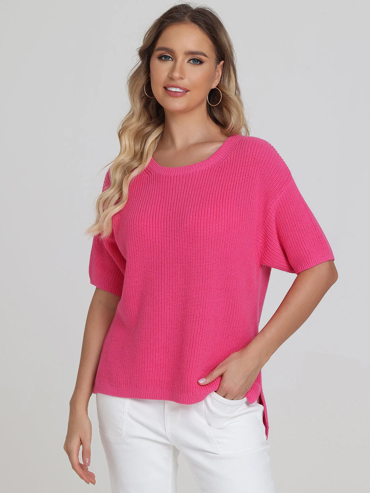 Emma: Crewneck Shaker Stitch Tee sold by 525 America