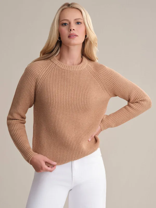 Jane: Crewneck Shaker Stitch Cotton Sweater sold by 525 America