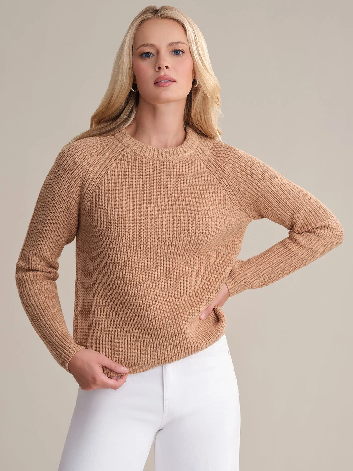 Jane: Crewneck Shaker Stitch Cotton Sweater sold by 525 America