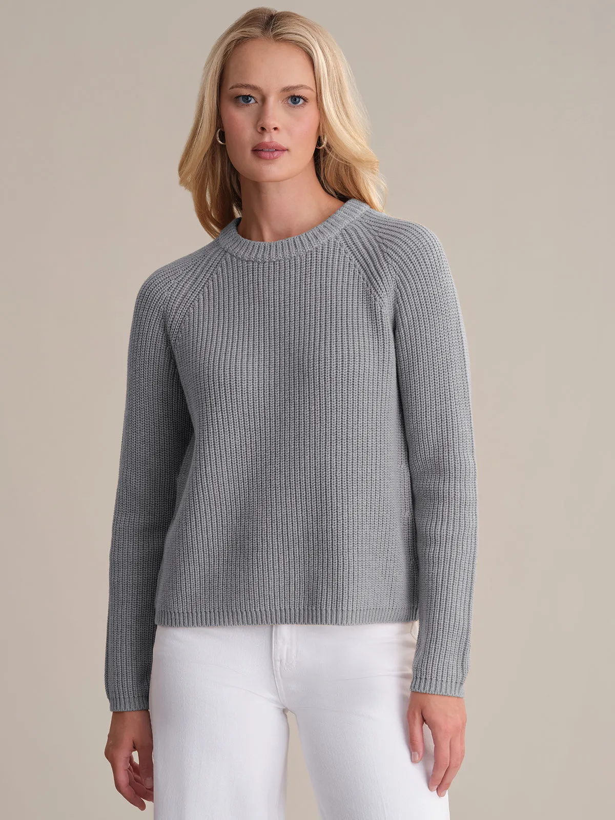 Jane: Crewneck Shaker Stitch Cotton Sweater sold by 525 America