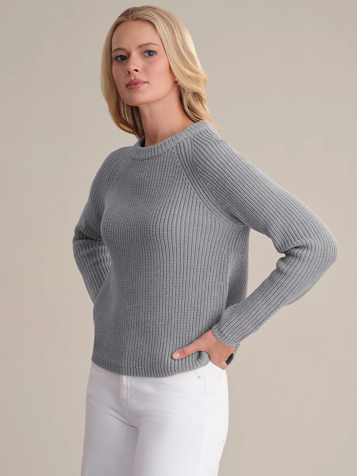 Jane: Crewneck Shaker Stitch Cotton Sweater sold by 525 America product image thumbnail 2
