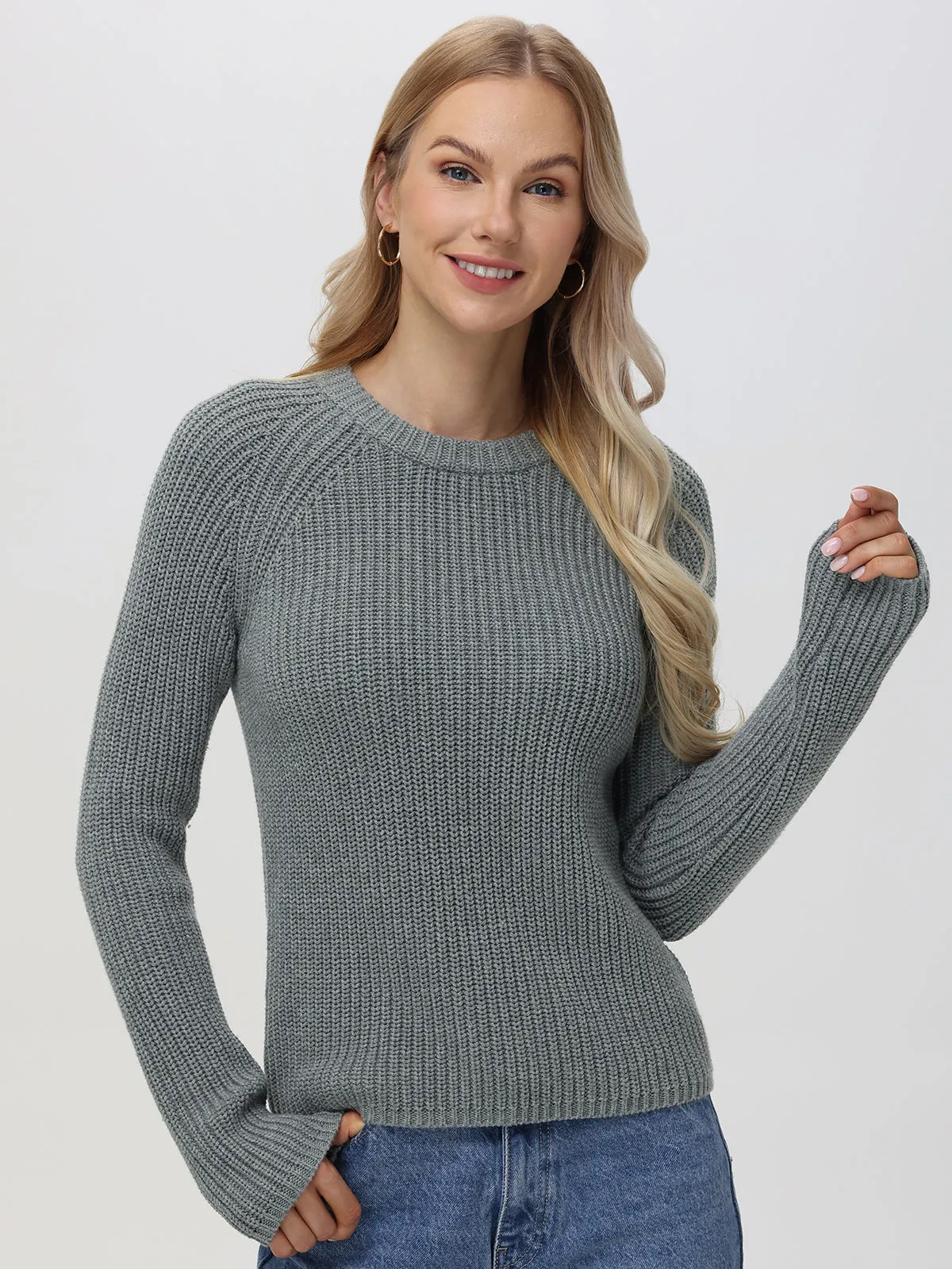 Jane: Crewneck Shaker Stitch Cotton Sweater sold by 525 America