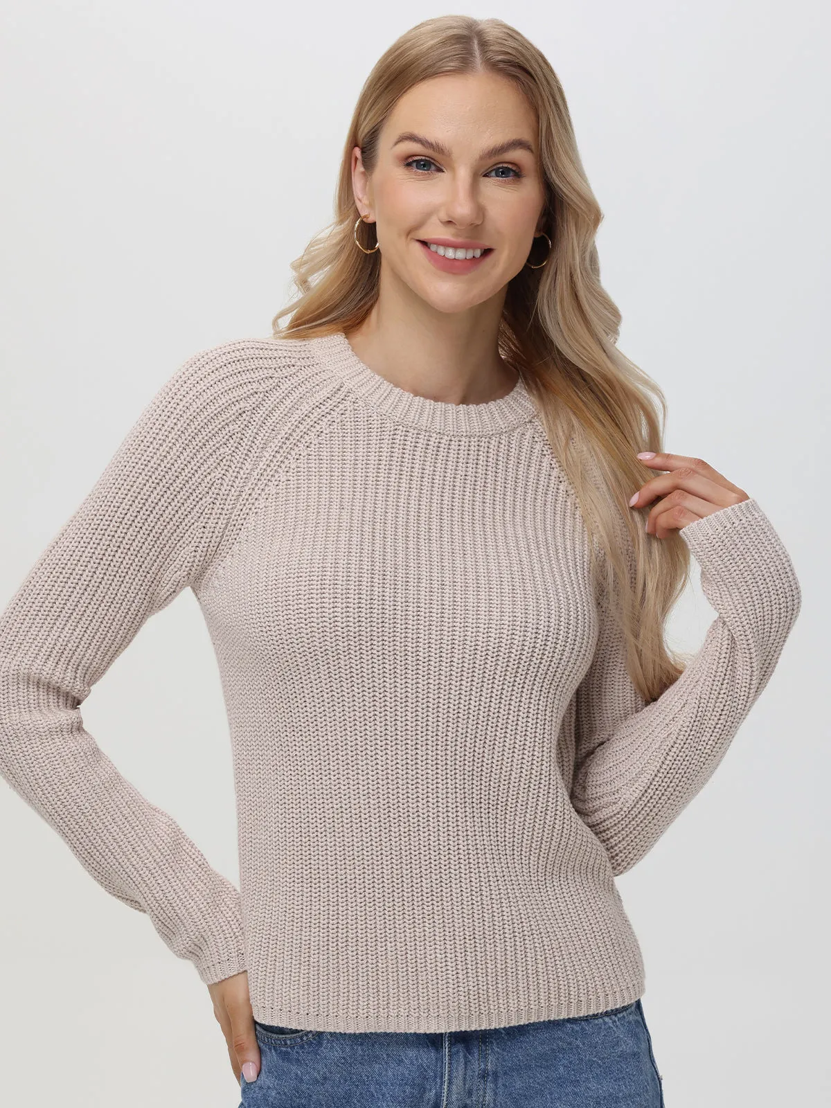 Jane: Crewneck Shaker Stitch Cotton Sweater sold by 525 America