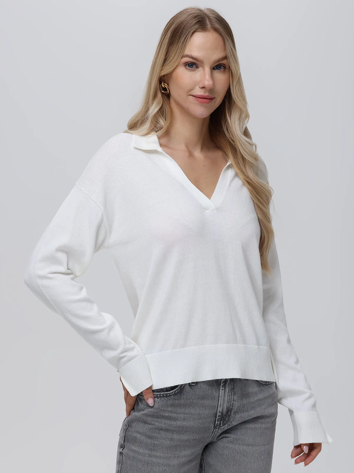 Maddi: V-Neck Collar Cotton Pullover sold by 525 America product image thumbnail 2