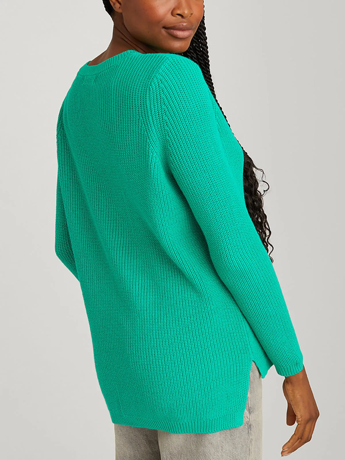 Emma: Crewneck Shaker Stitch Cotton Sweater sold by 525 America product image thumbnail 3