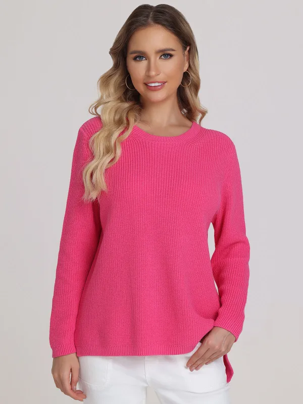 Emma: Crewneck Shaker Stitch Cotton Sweater sold by 525 America