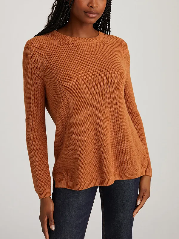 Emma: Crewneck Shaker Stitch Cotton Sweater sold by 525 America