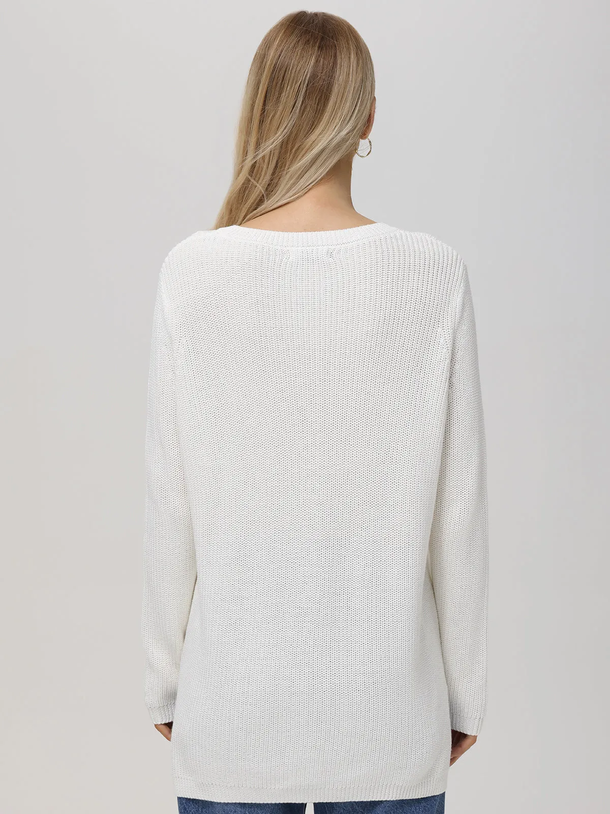 Emma: Crewneck Shaker Stitch Cotton Sweater sold by 525 America product image thumbnail 3