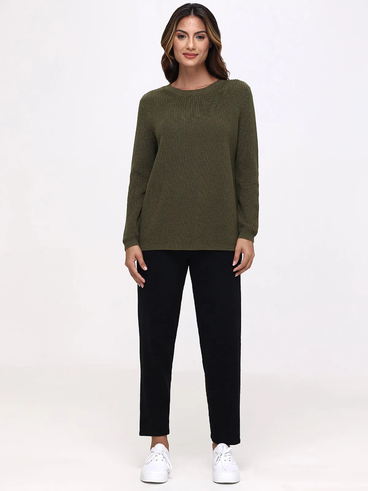Emma: Crewneck Shaker Stitch Cotton Sweater sold by 525 America product image thumbnail 3