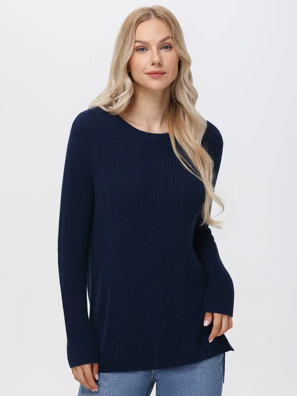 Emma: Crewneck Shaker Stitch Cotton Sweater sold by 525 America