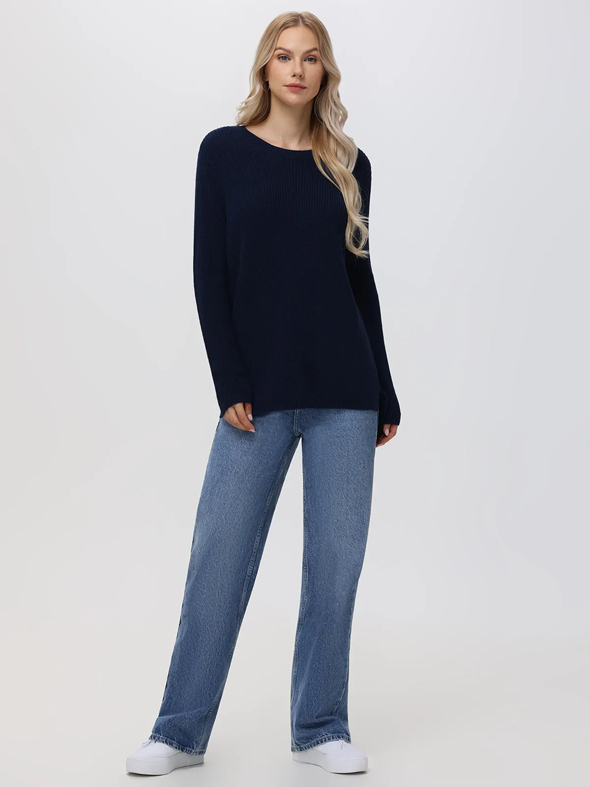 Emma: Crewneck Shaker Stitch Cotton Sweater sold by 525 America product image thumbnail 4