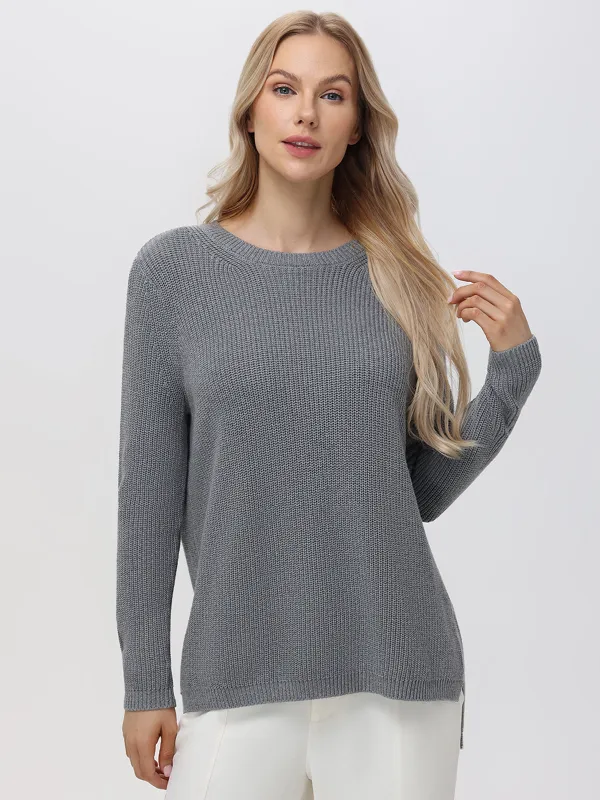 Emma: Crewneck Shaker Stitch Cotton Sweater sold by 525 America
