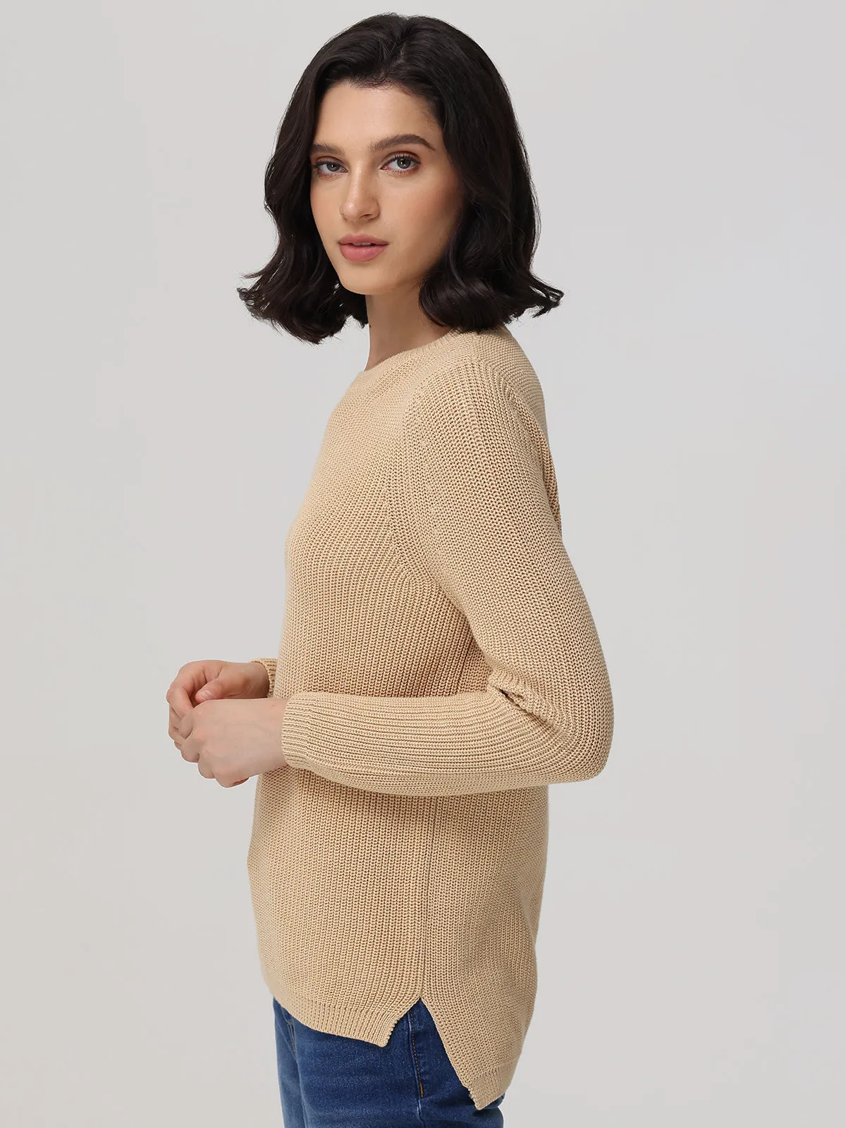 Emma: Crewneck Shaker Stitch Cotton Sweater sold by 525 America product image thumbnail 2