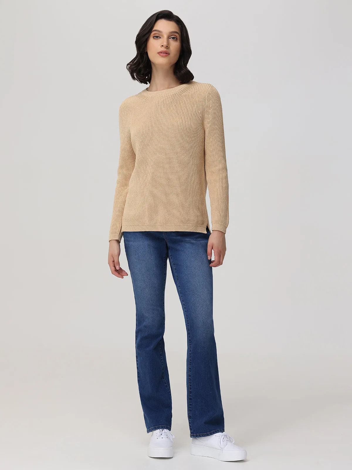 Emma: Crewneck Shaker Stitch Cotton Sweater sold by 525 America product image thumbnail 4