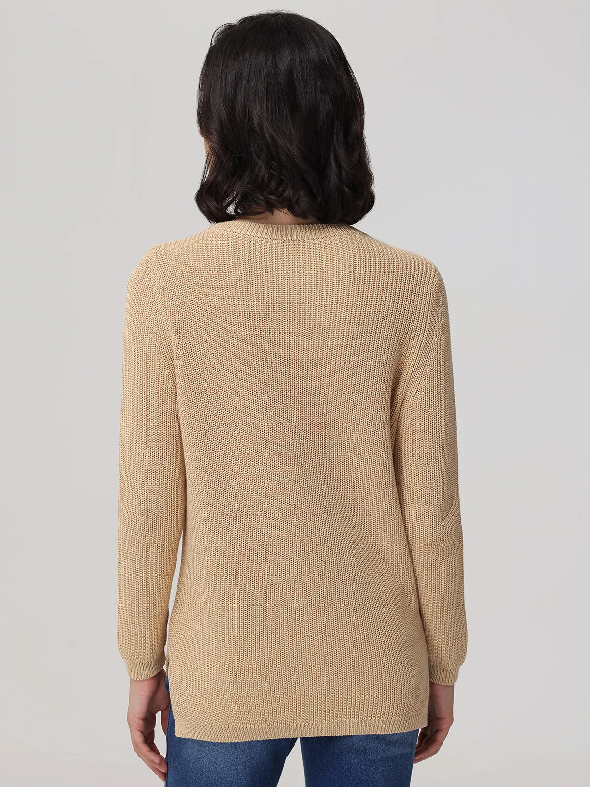 Emma: Crewneck Shaker Stitch Cotton Sweater sold by 525 America product image thumbnail 3