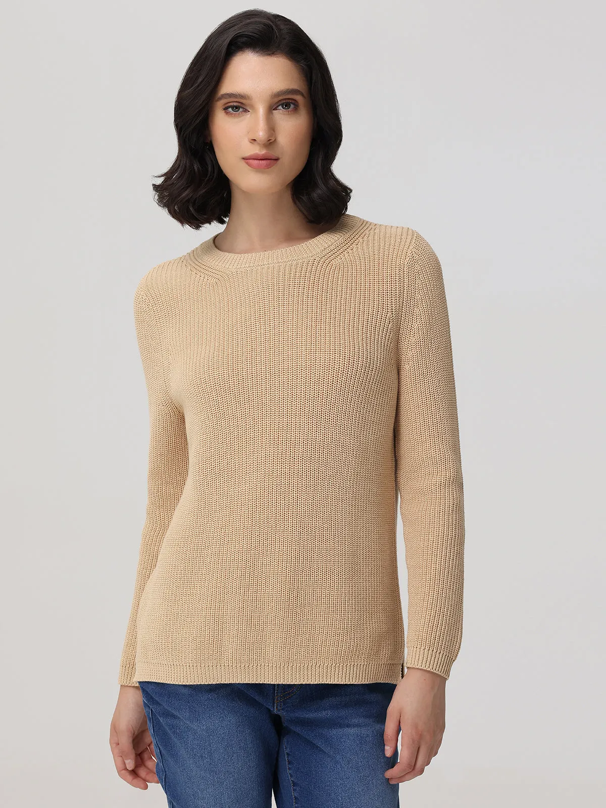 Emma: Crewneck Shaker Stitch Cotton Sweater sold by 525 America