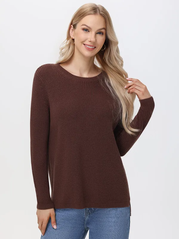 Emma: Crewneck Shaker Stitch Cotton Sweater sold by 525 America