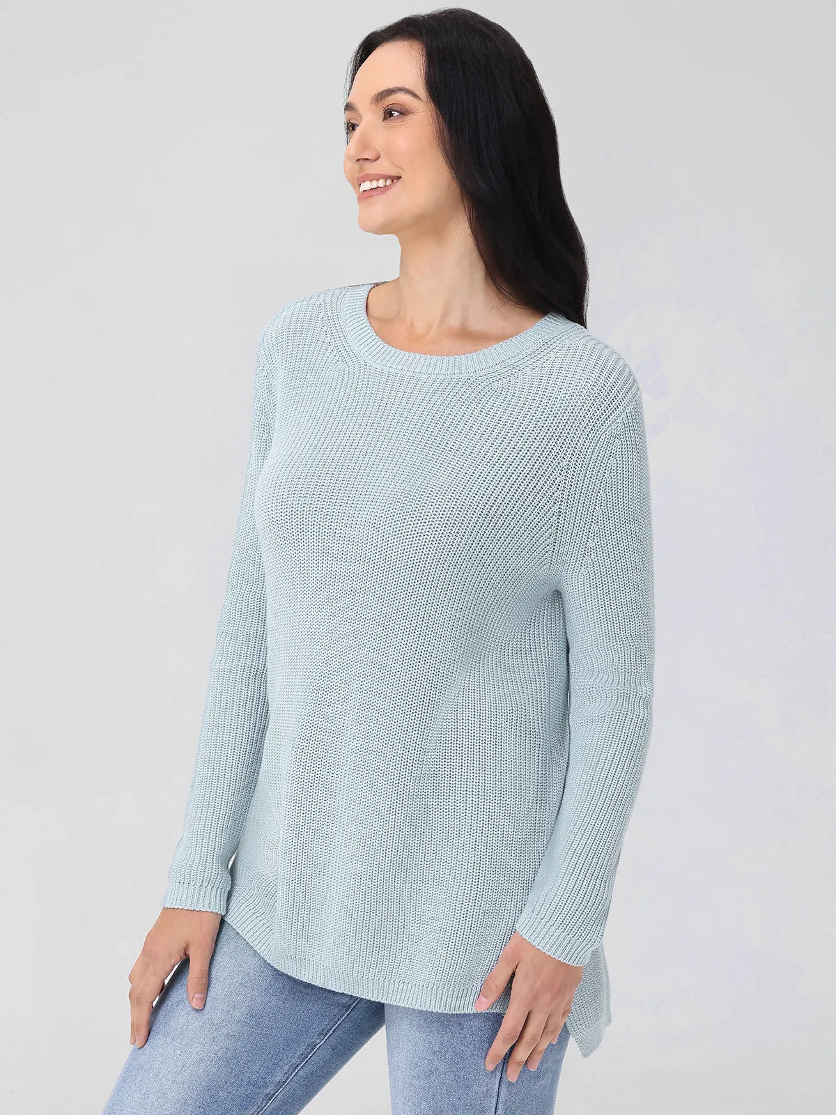 Emma: Crewneck Shaker Stitch Cotton Sweater sold by 525 America product image thumbnail 2