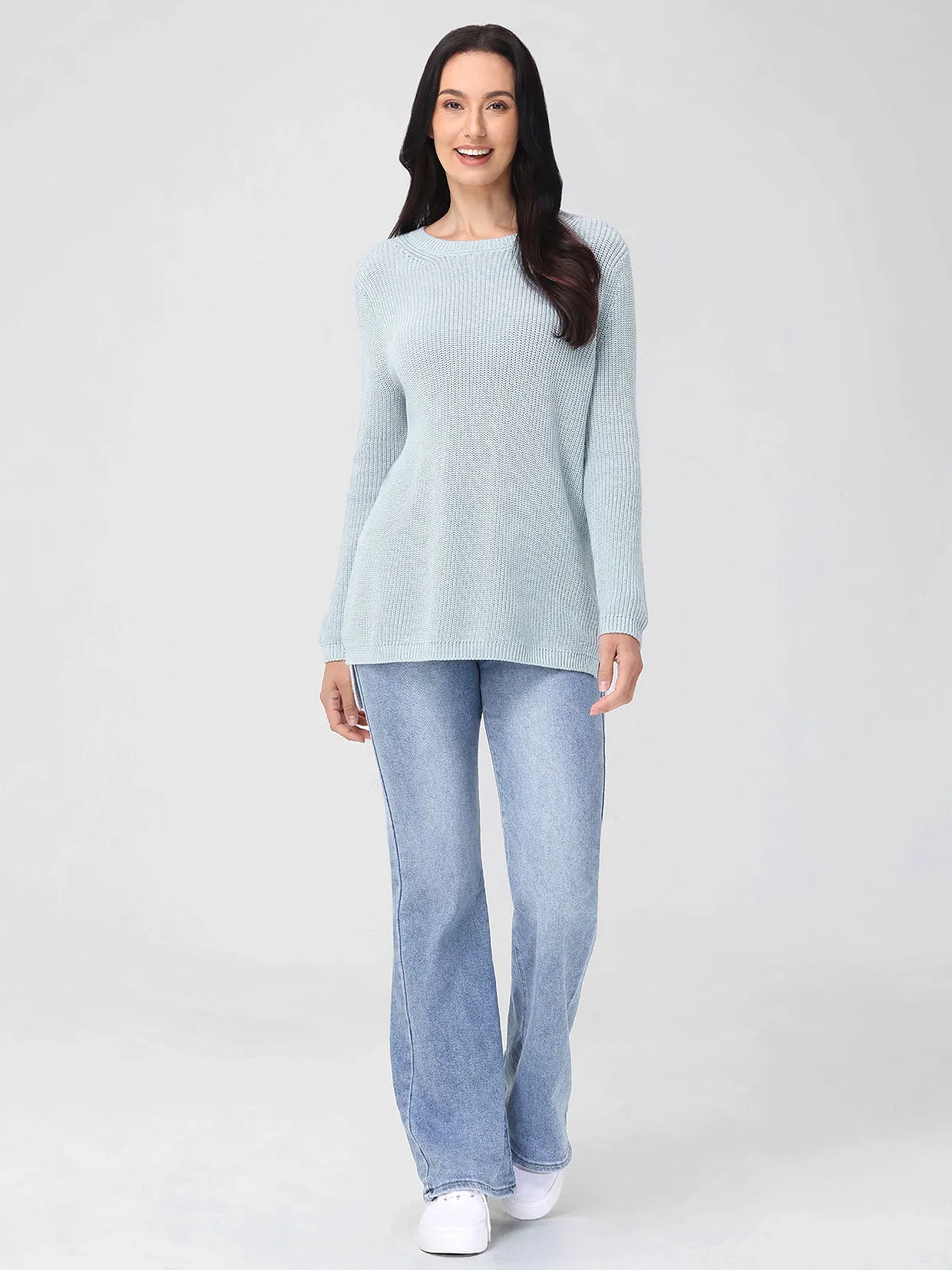 Emma: Crewneck Shaker Stitch Cotton Sweater sold by 525 America product image thumbnail 4