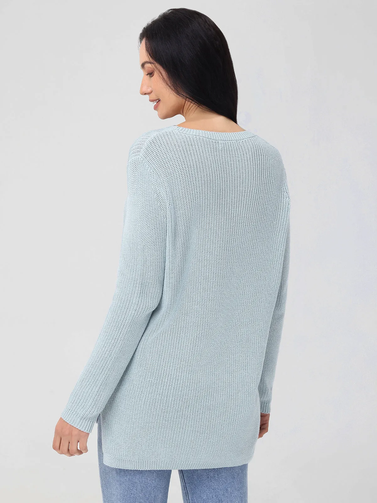 Emma: Crewneck Shaker Stitch Cotton Sweater sold by 525 America product image thumbnail 3