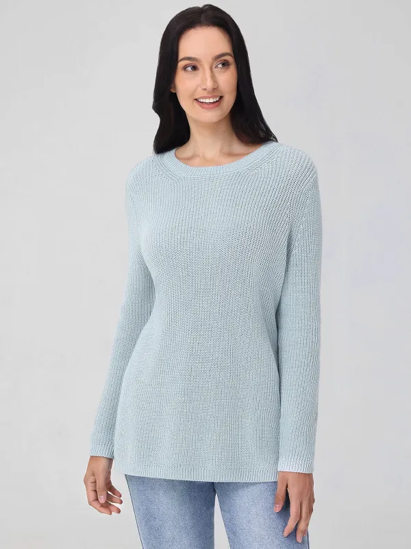 Emma: Crewneck Shaker Stitch Cotton Sweater sold by 525 America