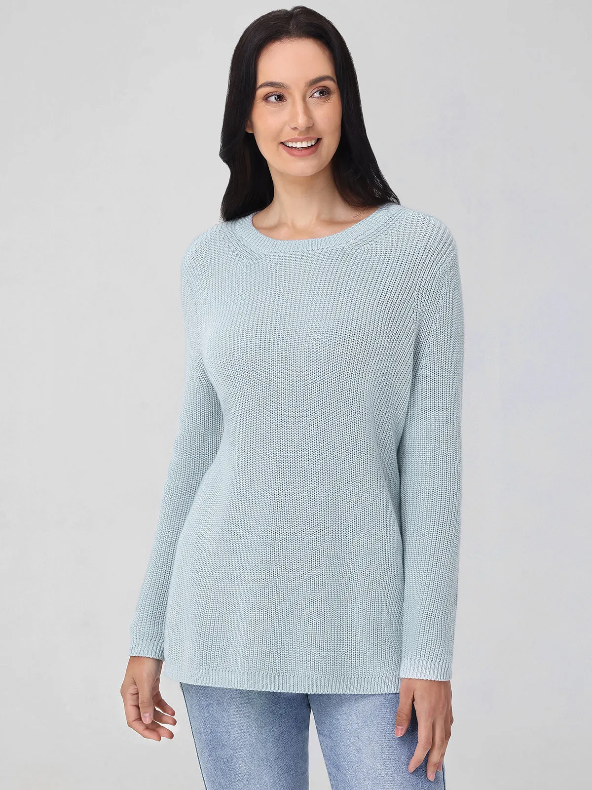 Emma: Crewneck Shaker Stitch Cotton Sweater sold by 525 America