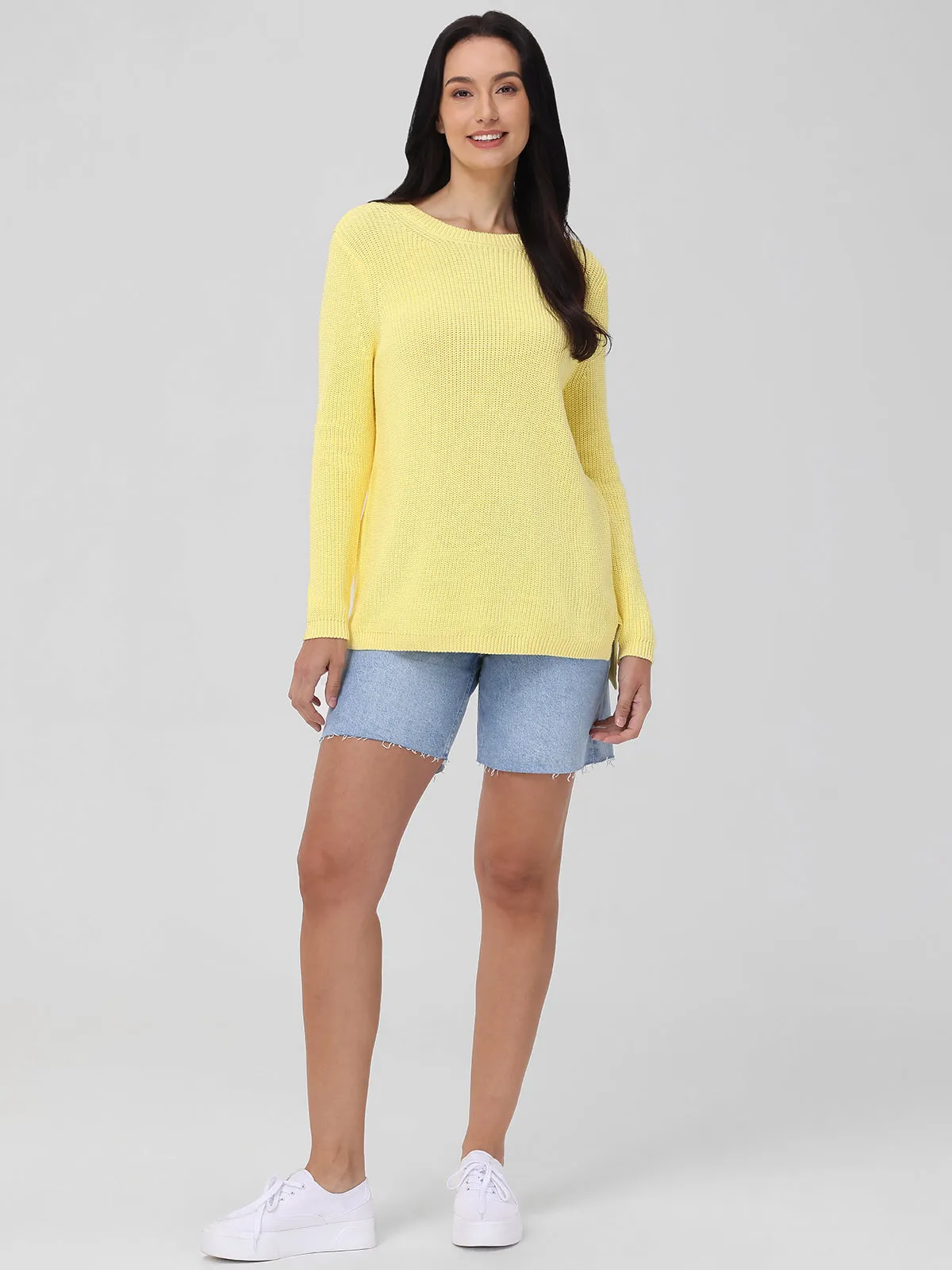 Emma: Crewneck Shaker Stitch Cotton Sweater sold by 525 America product image thumbnail 4