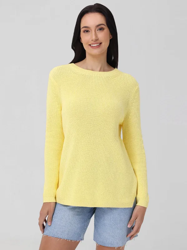 Emma: Crewneck Shaker Stitch Cotton Sweater sold by 525 America