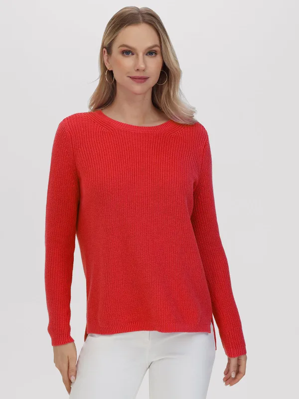 Emma: Crewneck Shaker Stitch Cotton Sweater sold by 525 America