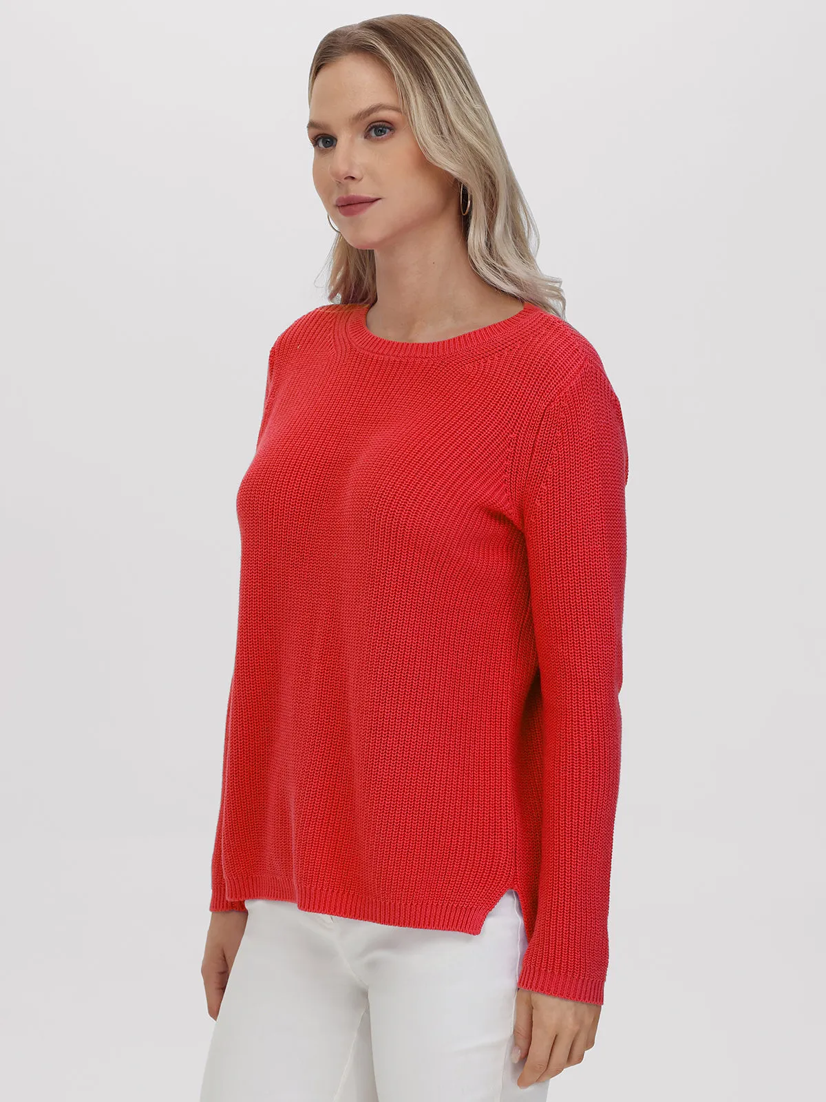 Emma: Crewneck Shaker Stitch Cotton Sweater sold by 525 America product image thumbnail 2