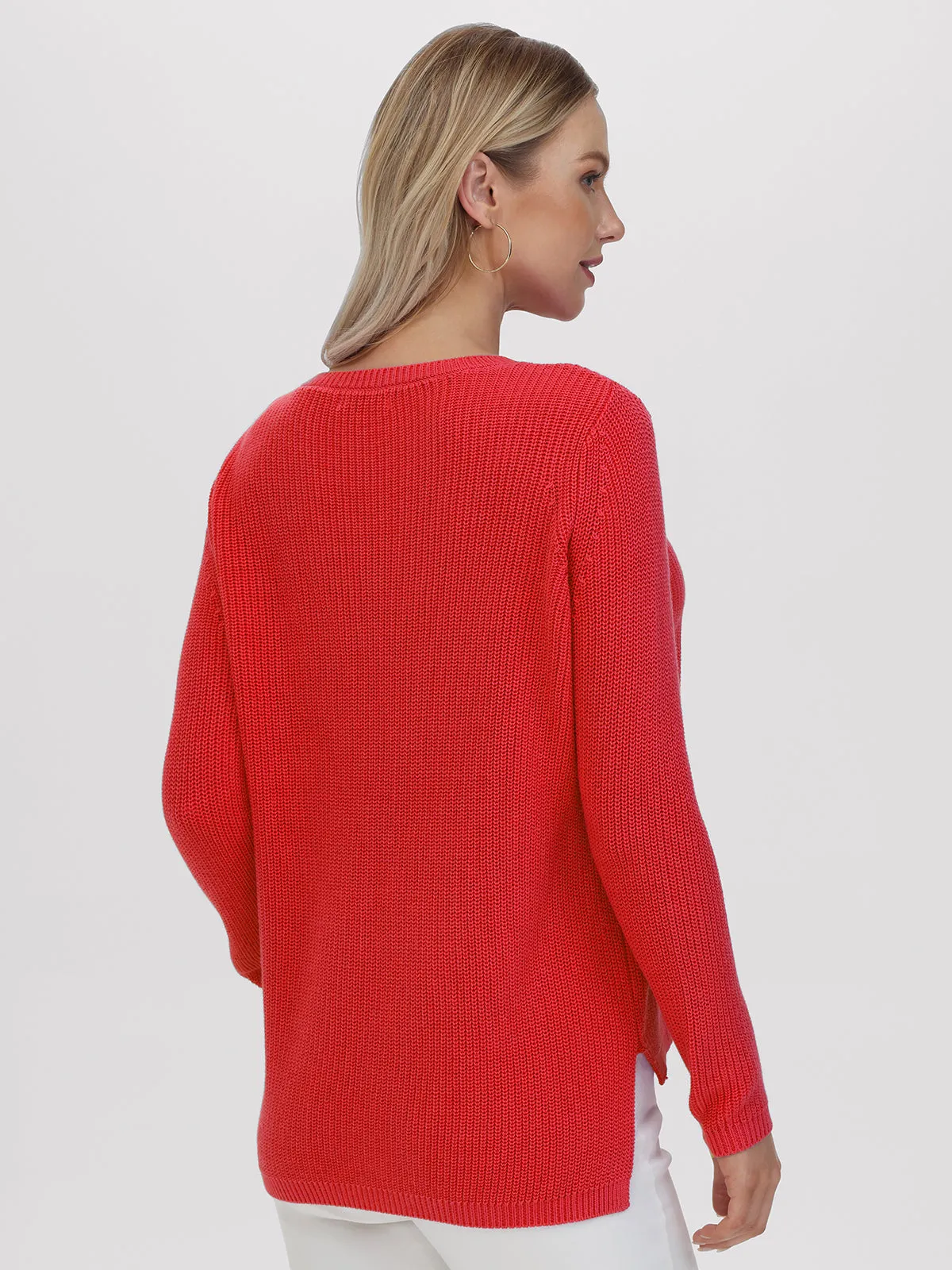 Emma: Crewneck Shaker Stitch Cotton Sweater sold by 525 America product image thumbnail 3
