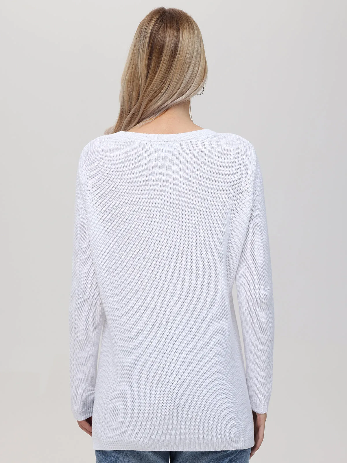 Emma: Crewneck Shaker Stitch Cotton Sweater sold by 525 America product image thumbnail 3