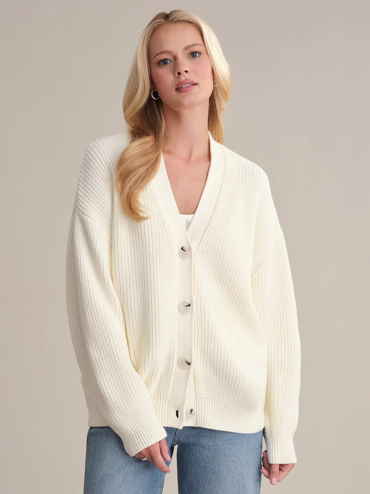 Emilia: Cotton Cocoon Cardigan sold by 525 America