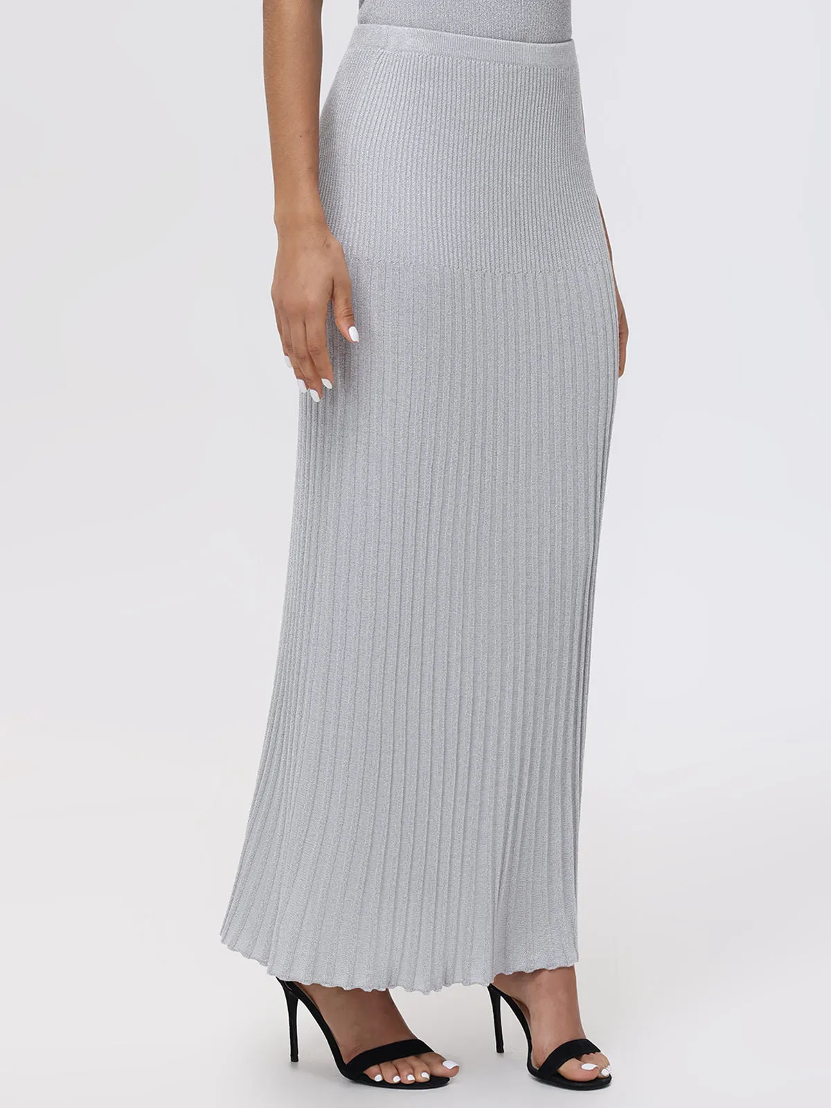 Eloise: Metallic Maxi Pleated Skirt sold by 525 America product image thumbnail 2
