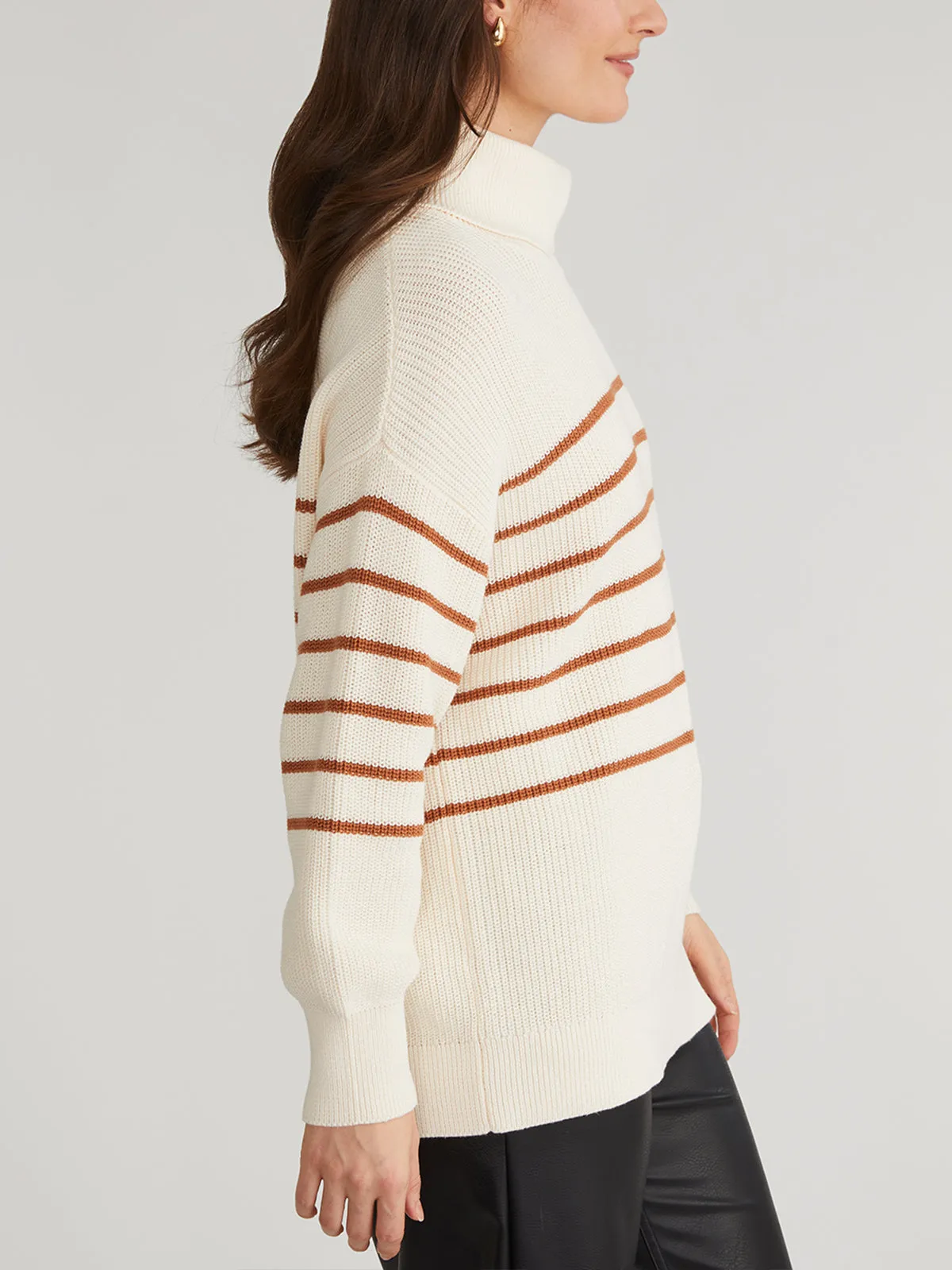 Elise: Oversize Stripe Turtleneck Pullover sold by 525 America product image thumbnail 2