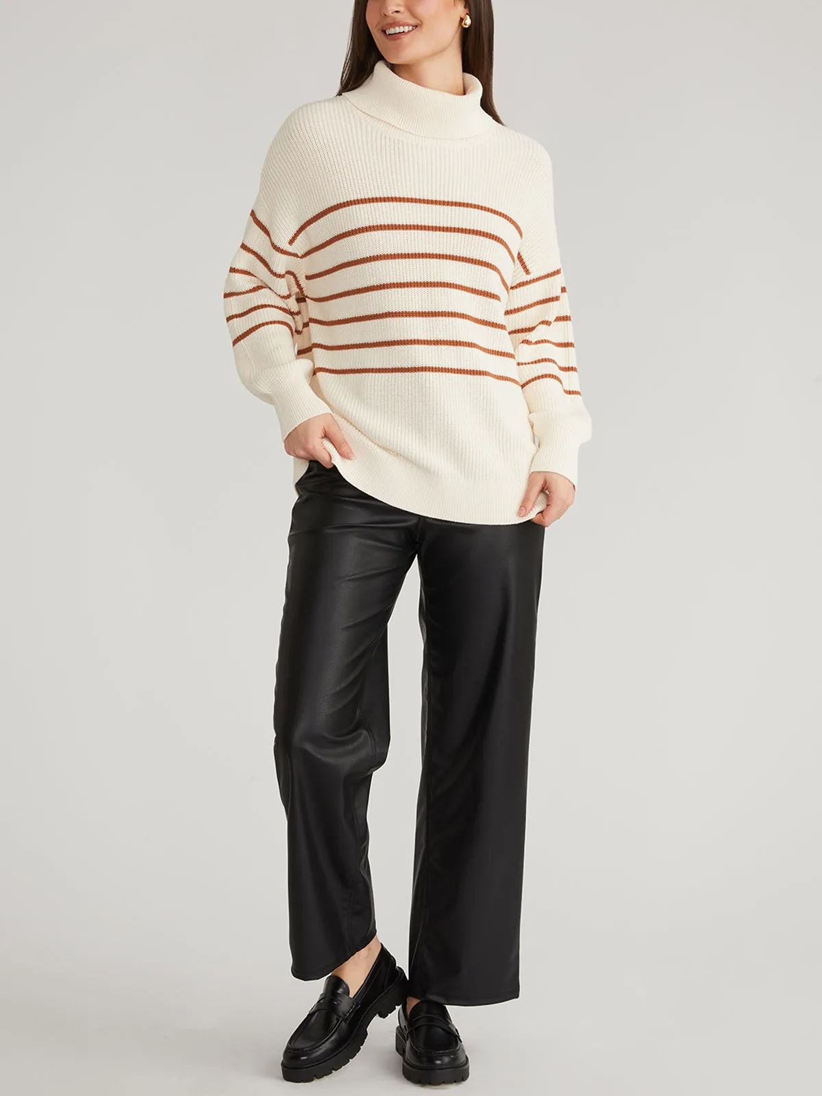 Elise: Oversize Stripe Turtleneck Pullover sold by 525 America product image thumbnail 4