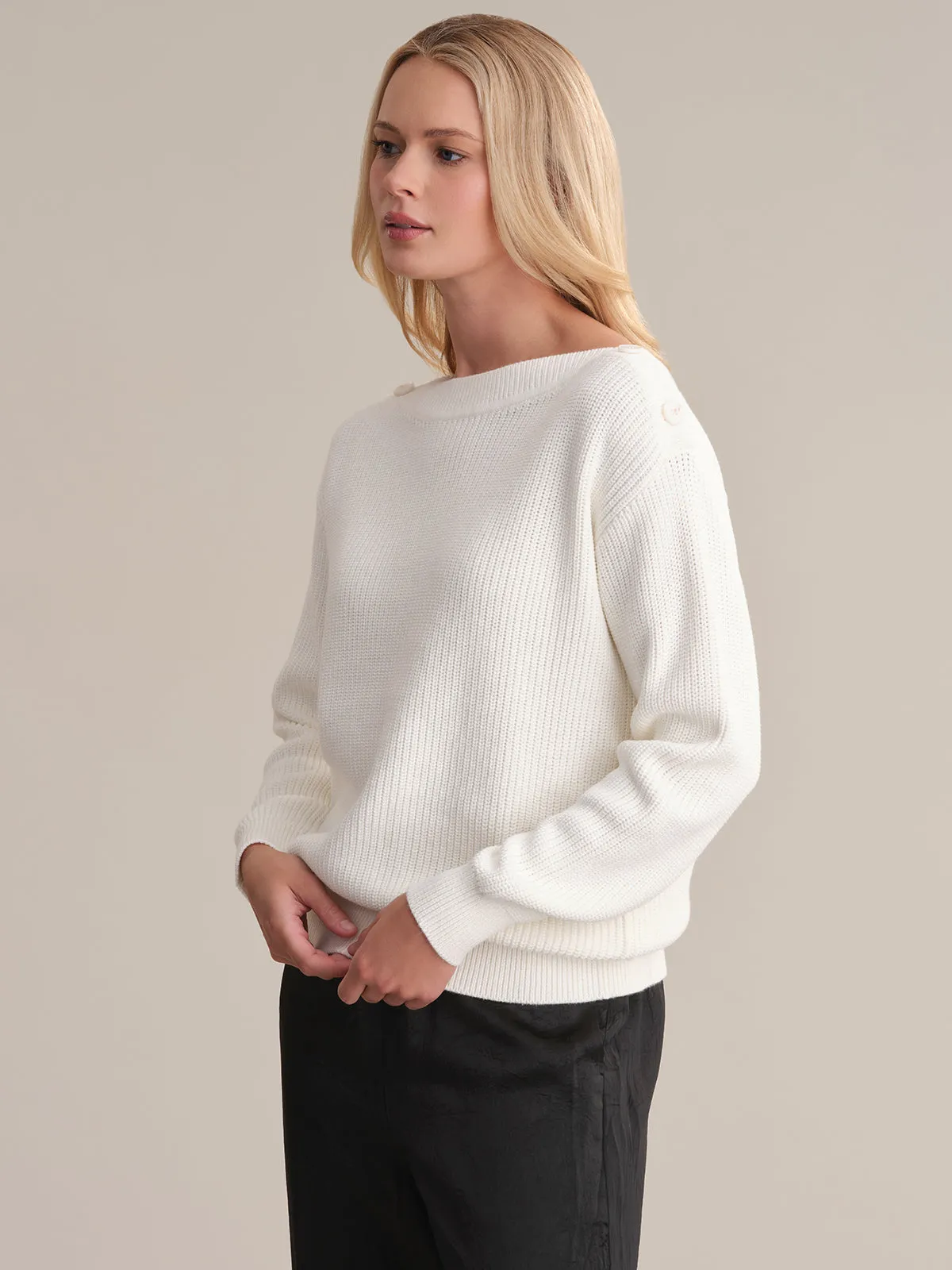 Elina: Boat Neck Cotton Sweater sold by 525 America product image thumbnail 2