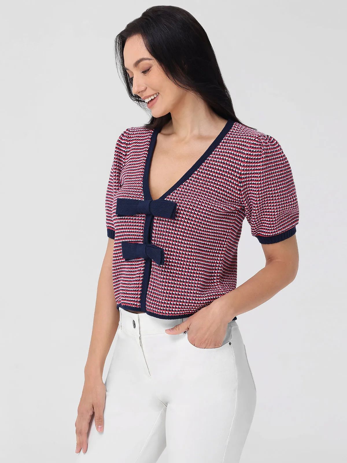 Elaine: Puff Sleeve Tie Front Top sold by 525 America product image thumbnail 2