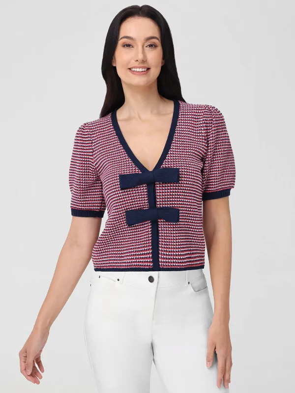 Elaine: Puff Sleeve Tie Front Top sold by 525 America