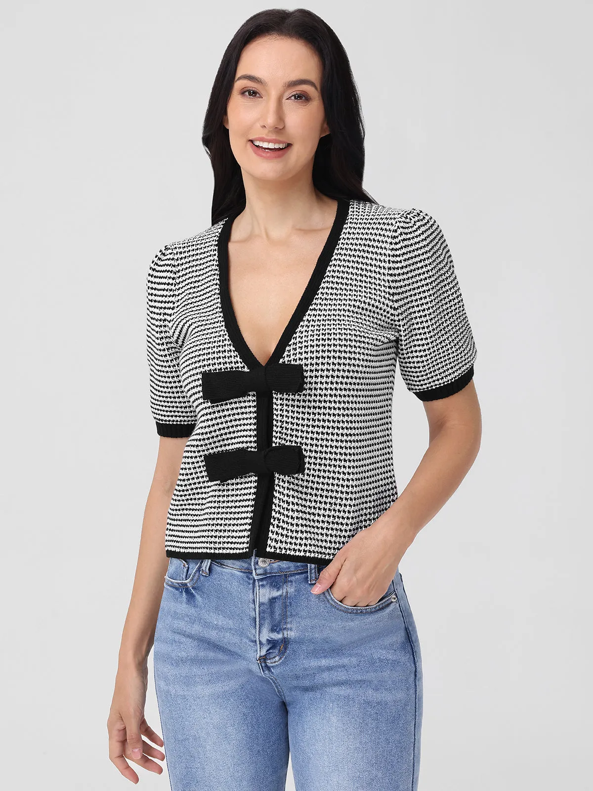 Elaine: Puff Sleeve Tie Front Top sold by 525 America product image thumbnail 2