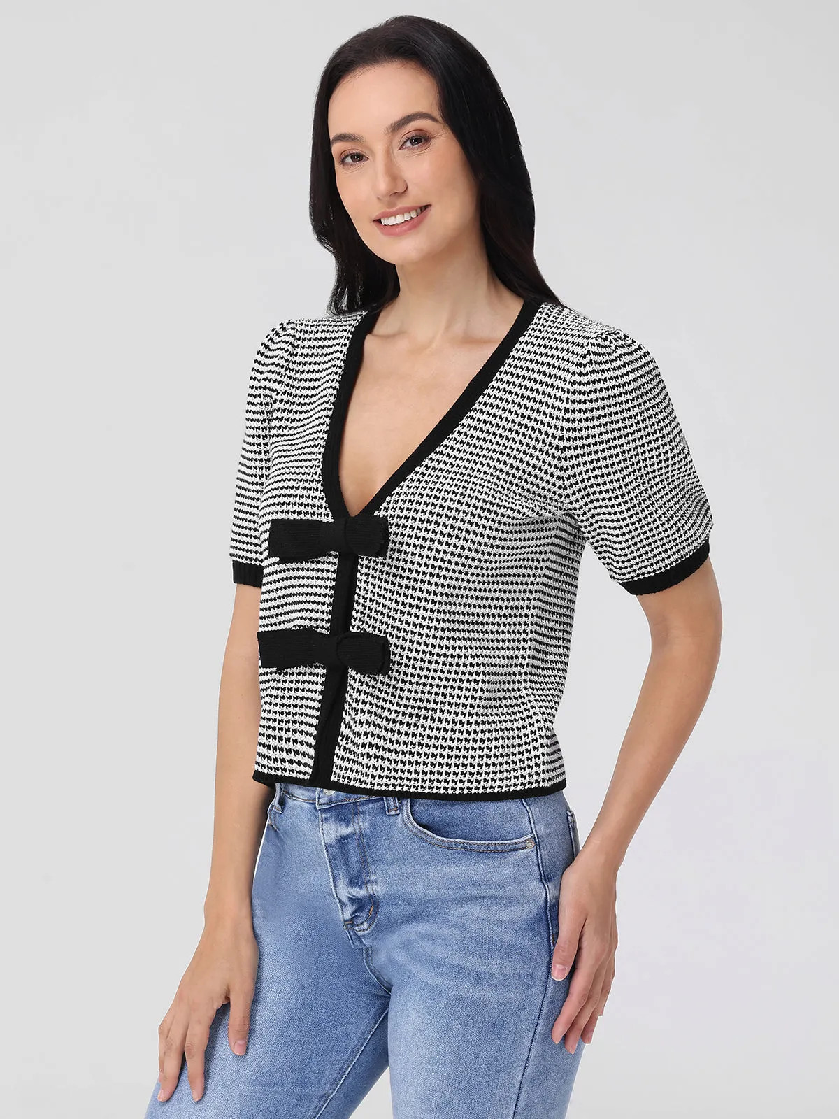 Elaine: Puff Sleeve Tie Front Top sold by 525 America product image thumbnail 3