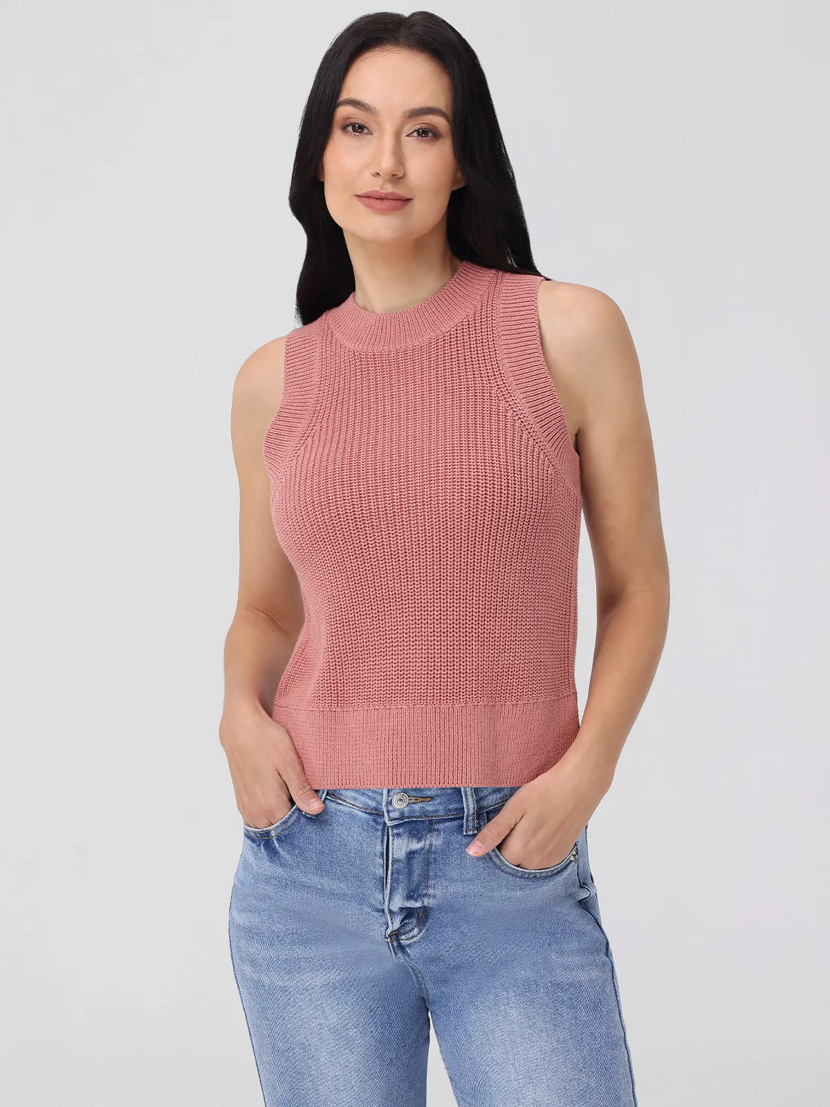 Demi: High Crewneck Cotton Tank sold by 525 America
