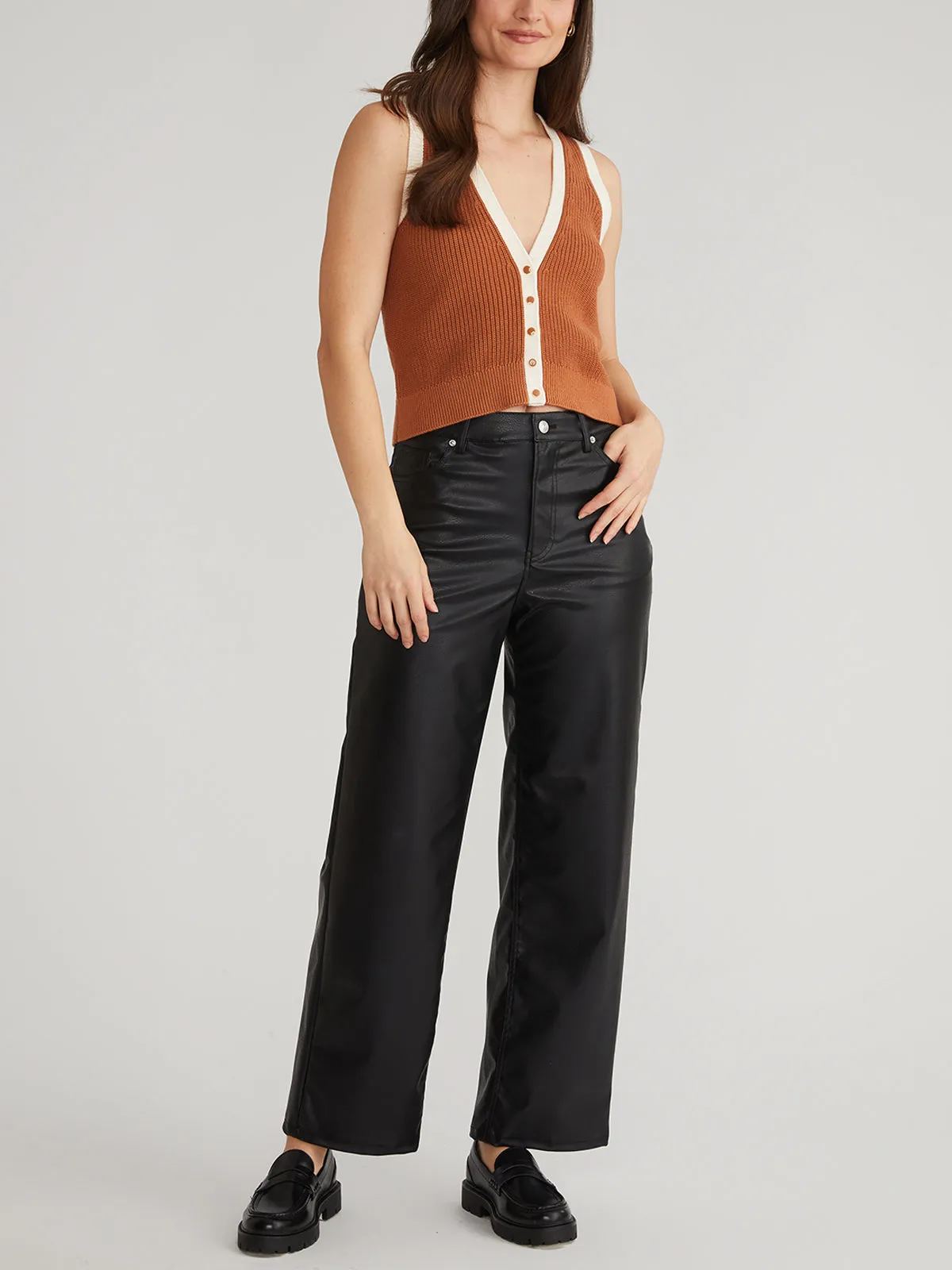 Claudia: Tipped Button Up Vest sold by 525 America product image thumbnail 4