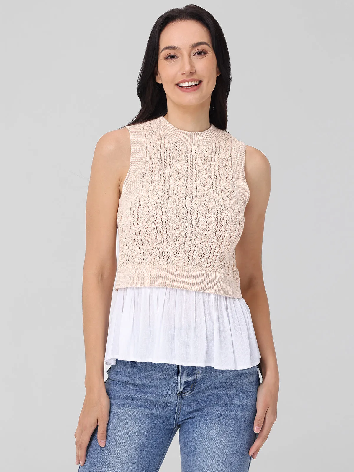 Camilia: Mixed Media Cable Tank sold by 525 America product image thumbnail 4